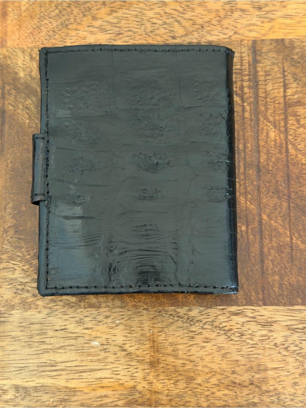 Genuine Alligator Skin Bifold Black Leather Snap Wallet NWT - Picture 2 of 9